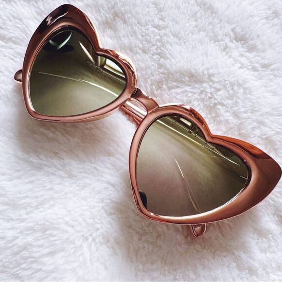 Addison Gold Heart-Shaped Sunglasses - Picture 1 of 13